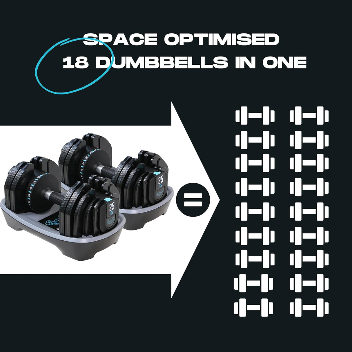 25kg Adjustable Dumbbell (Pair) - 1kg-2kg increment